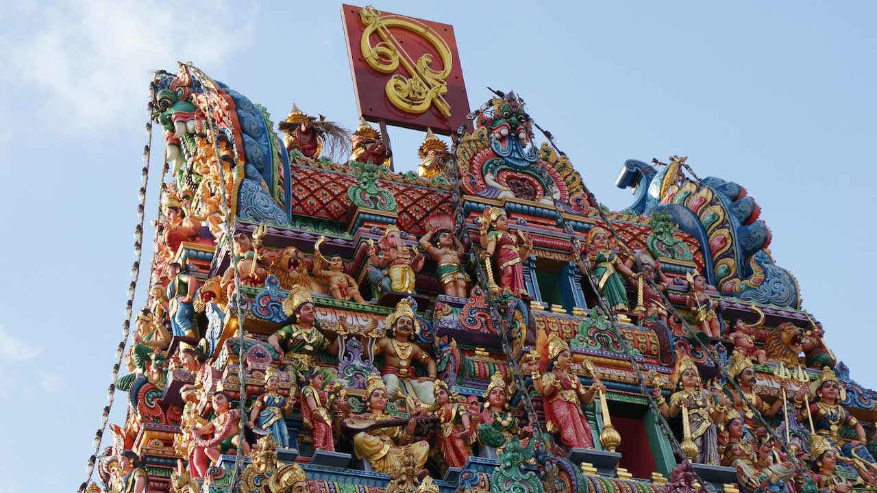 Intricate design of a Hindu temple in Singapore