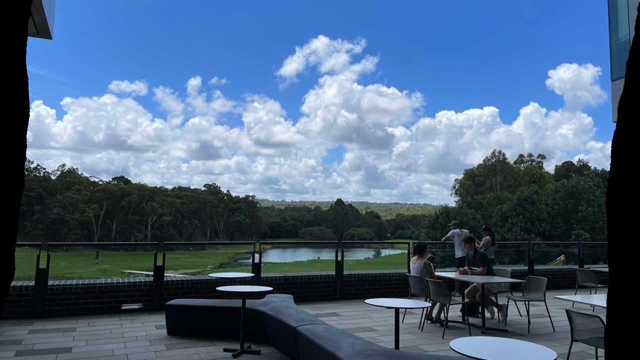 Macquarie campus patio with a view
